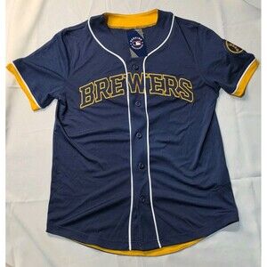 New MAJESTIC Milwaukee Brewers Jersey True Fan Jersey Embroidered Logo MEN'S M